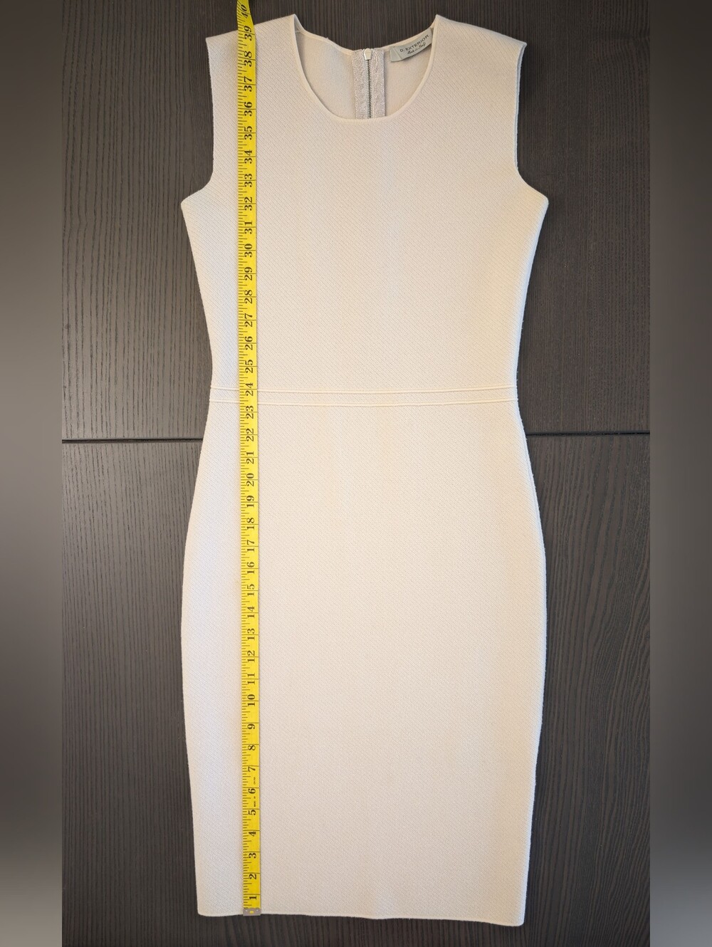Wool Blend Sleeveless Cream Sheath Dress